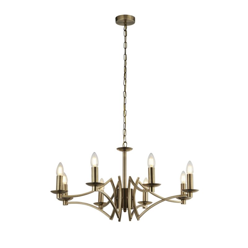 91413128AB York 8 Light Antique Brass Chandelier