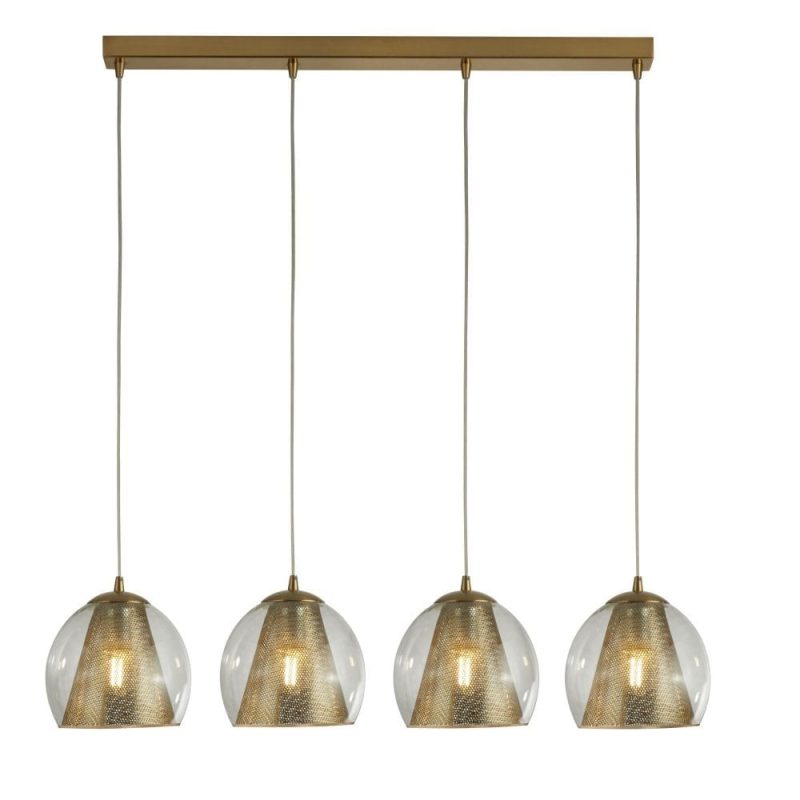 Kitchen Island Pendant Light | 4lt Satin Brass Pendant