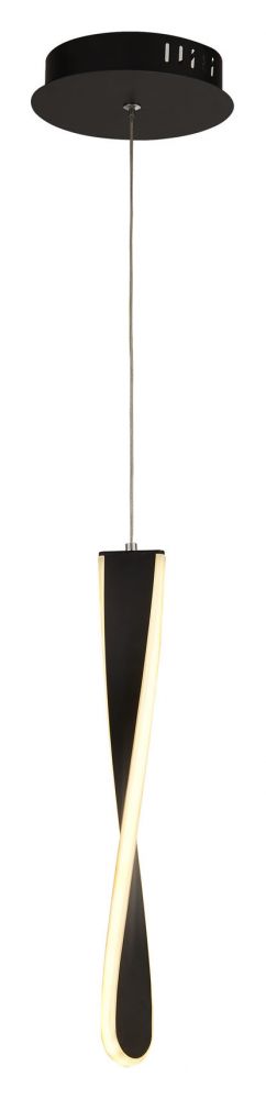 Single LED Matt Black Spiral Pendant
