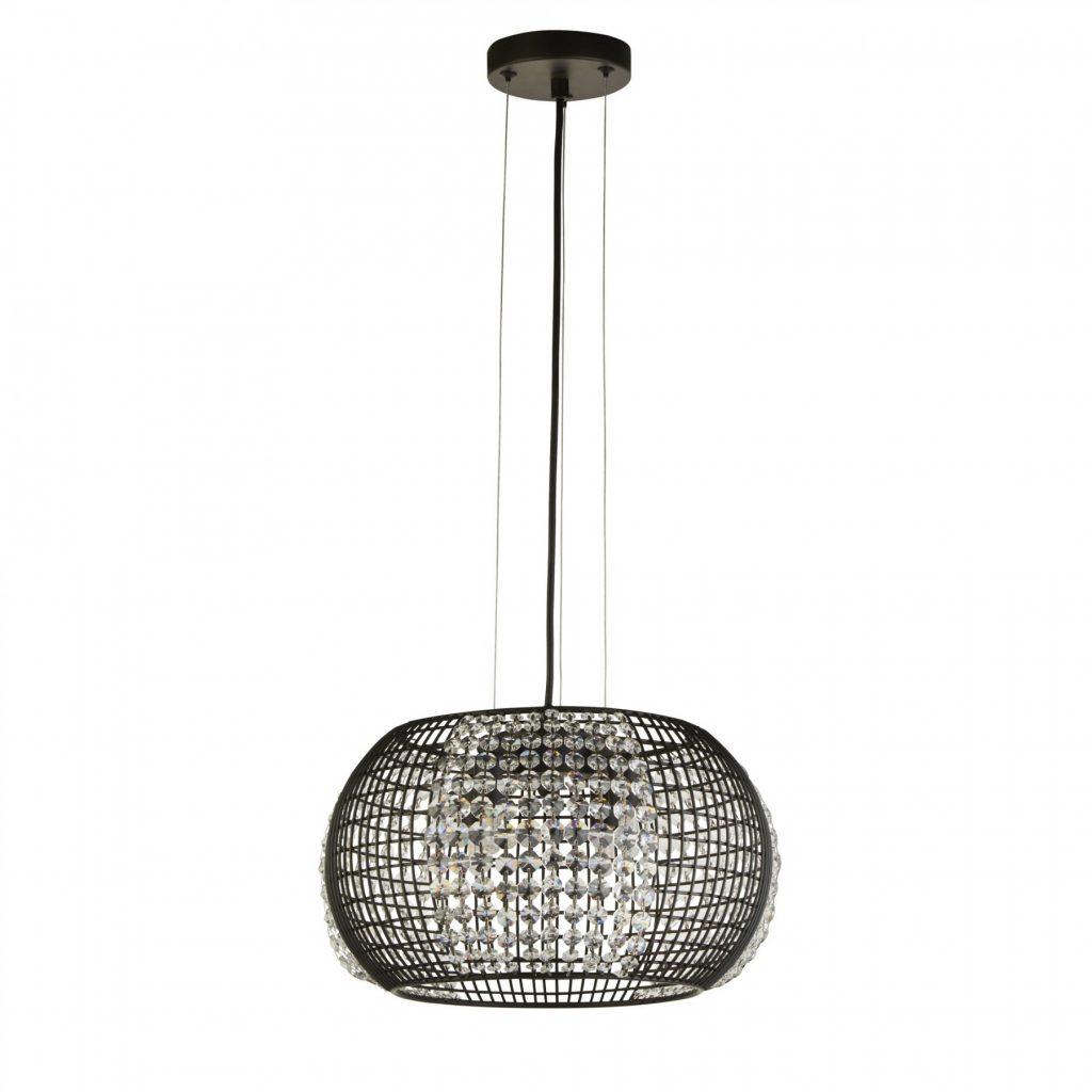 4 Light Matt Black Cage Pendant