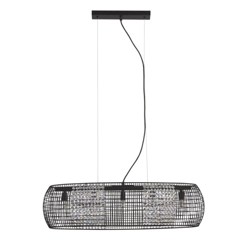 Kitchen Island Pendant Lights | Matt Black Cage Bar