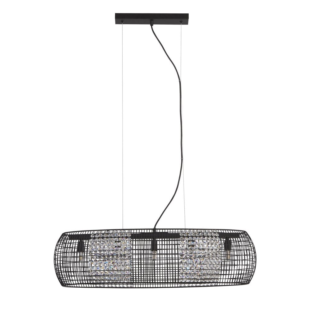 Kitchen Island Pendant Lights | Matt Black Cage Bar