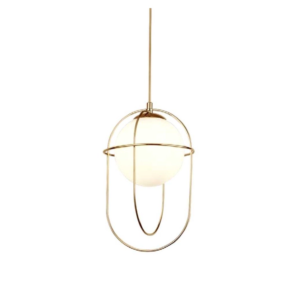 Single Polished Brass Pendant Light