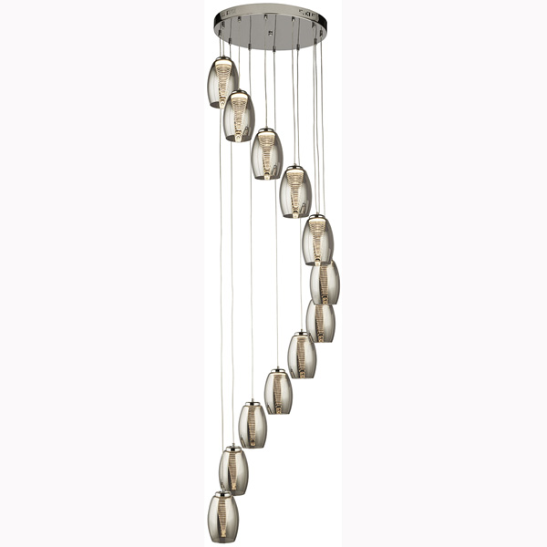 Storm 12 Light Pendant Chrome with Smoked Glass