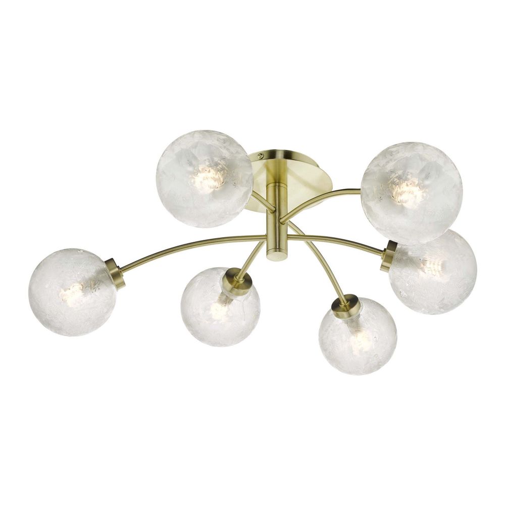 Brass Ceiling Lights | 6lt Semi flush Brass