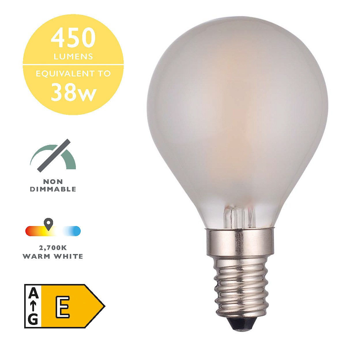 4w SES LED Frosted Golfball Warm White 450lms (Non Dimmable)