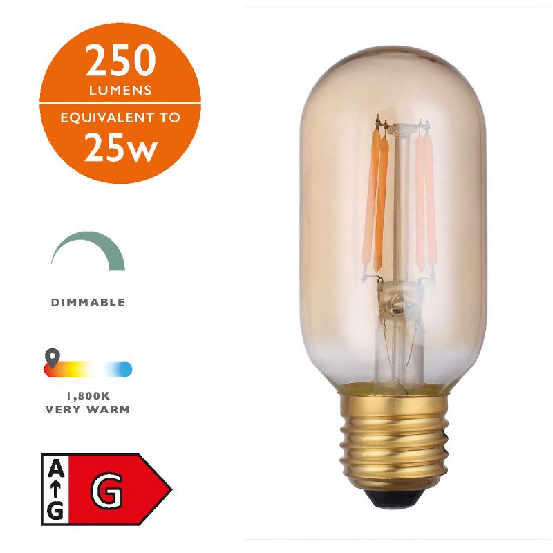 4W ES Vintage Tubular LED Lamp LED Dimmable