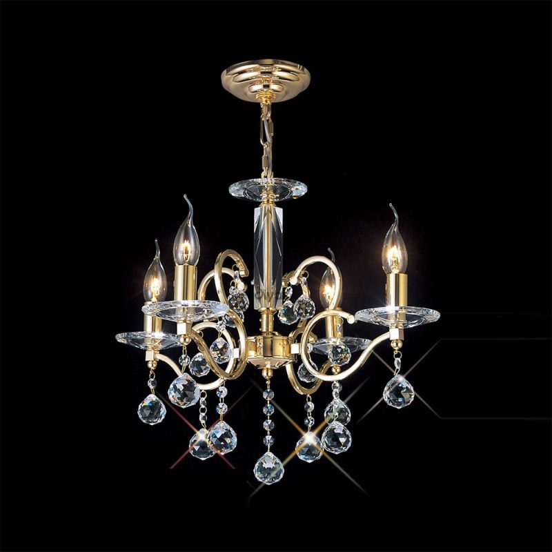 Diyas IL30224 Zinta 4 Light Crystal Chandelier Gold