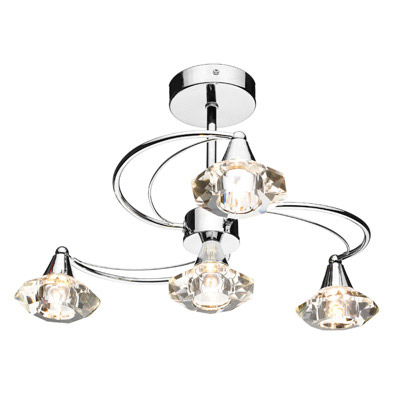DarLUT0450 Luther 4 Light Polished Chrome Ceiling Light