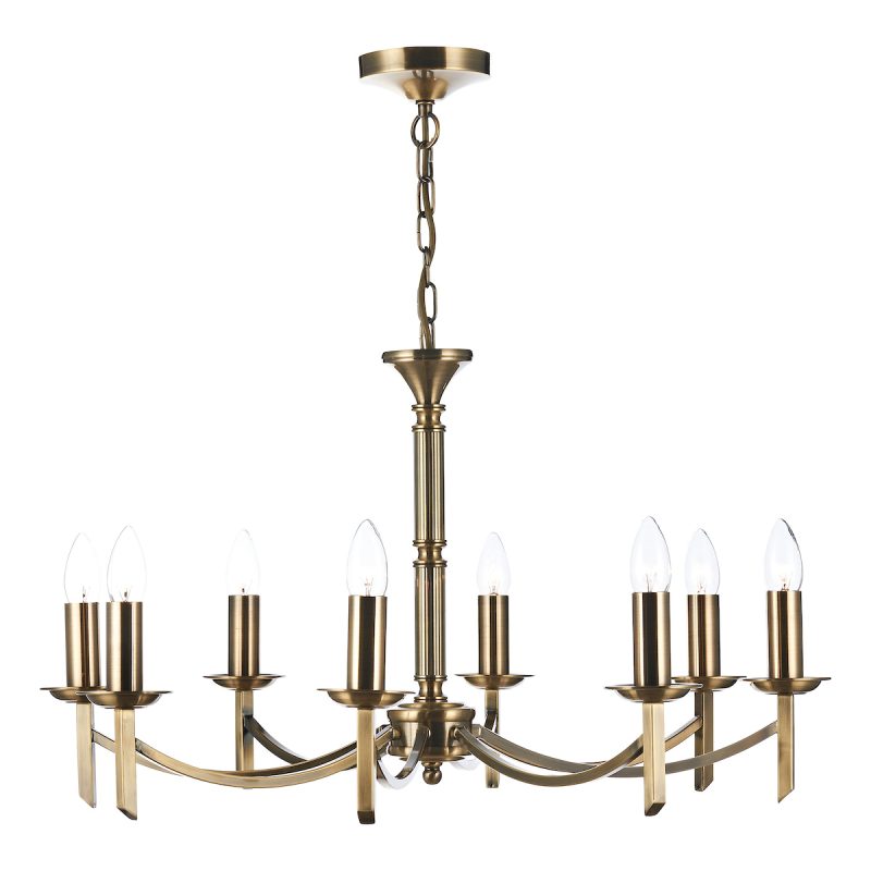 DBMA100875 Amber 8 Light Pendant Antique Brass