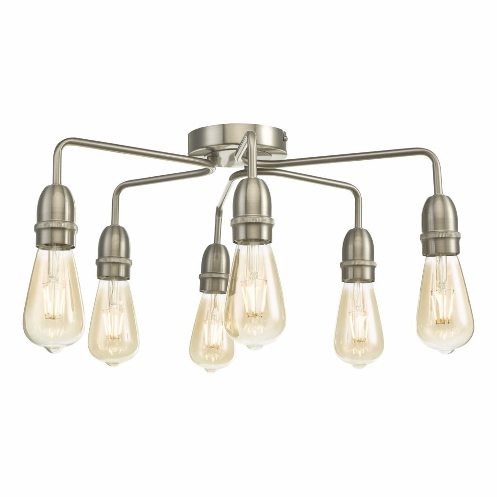 6 Light Satin Nickel Flush ceiling light