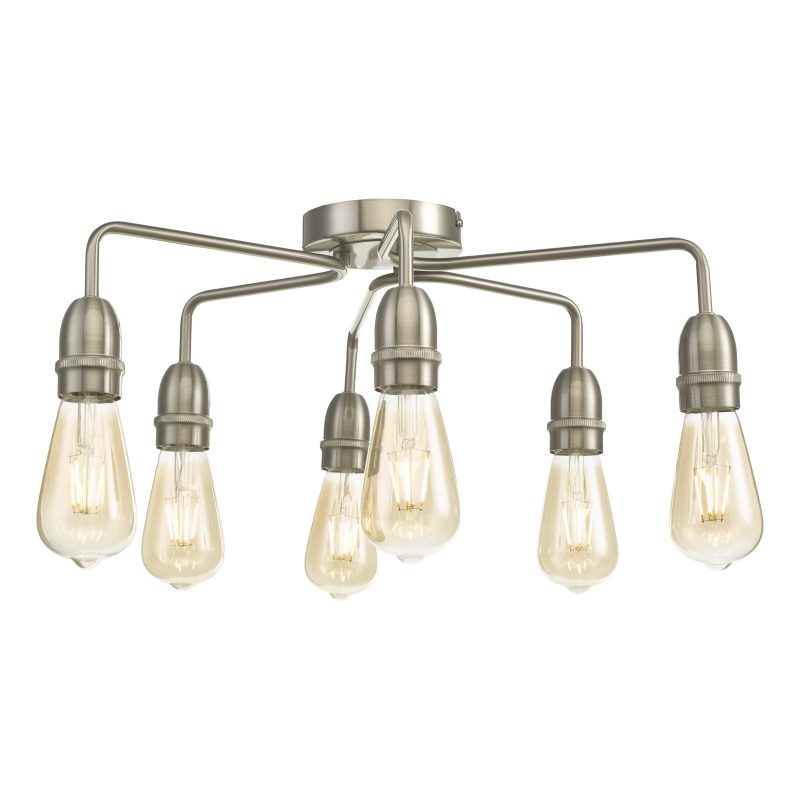 6 Light Satin Nickel Flush ceiling light