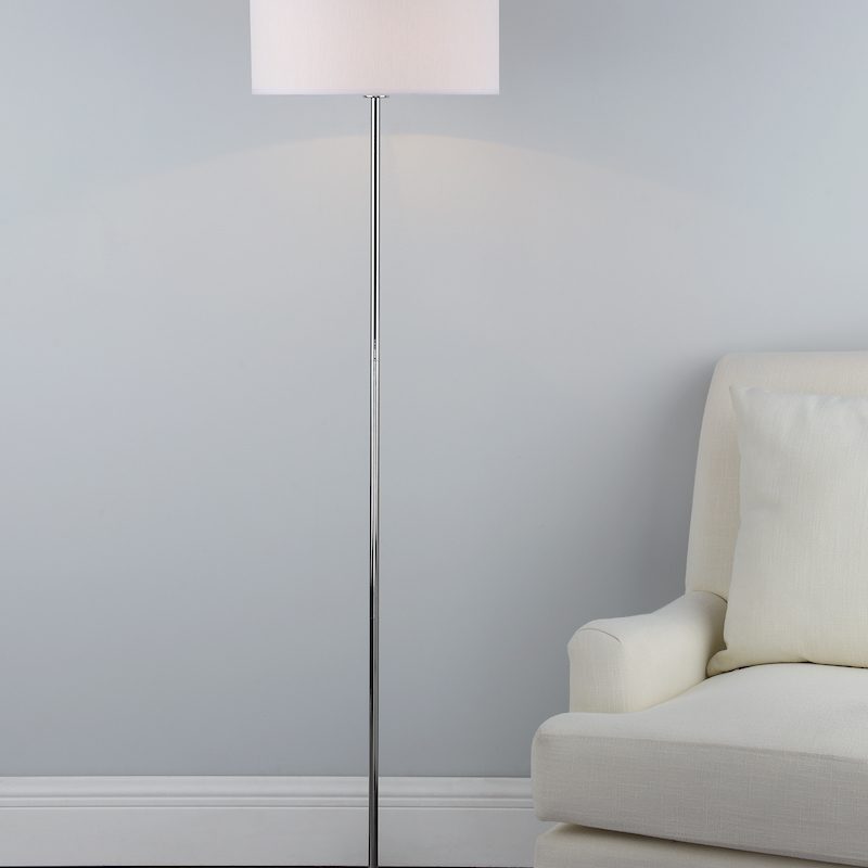 Dar DEL4950 Delta Chrome Floor Lamp With Cream Shade