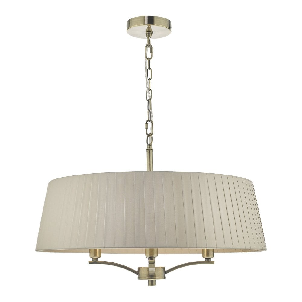 4 arm Pendant Antique Brass with Taupe Shade