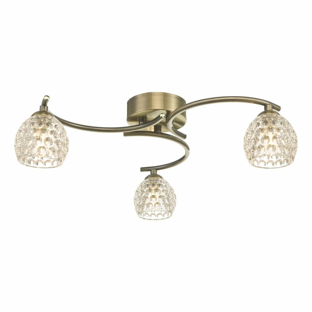 Antique Brass Ceiling Light | 3lt Semi Flush Antique