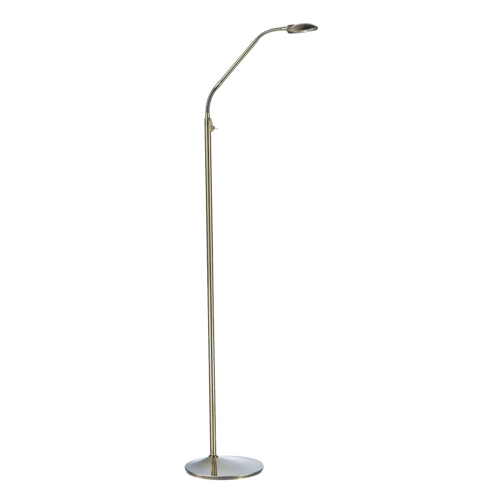 Lewis LED Floor Reading Lamp Antique Brass