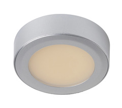 240 Volt LED Under cupboard Light Satin Silver Round 2.4W