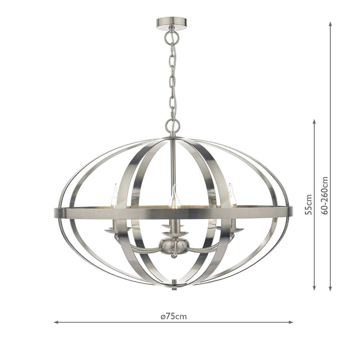 DMYS100646 Myson 6 Light Pendant Satin Chrome - Image 2
