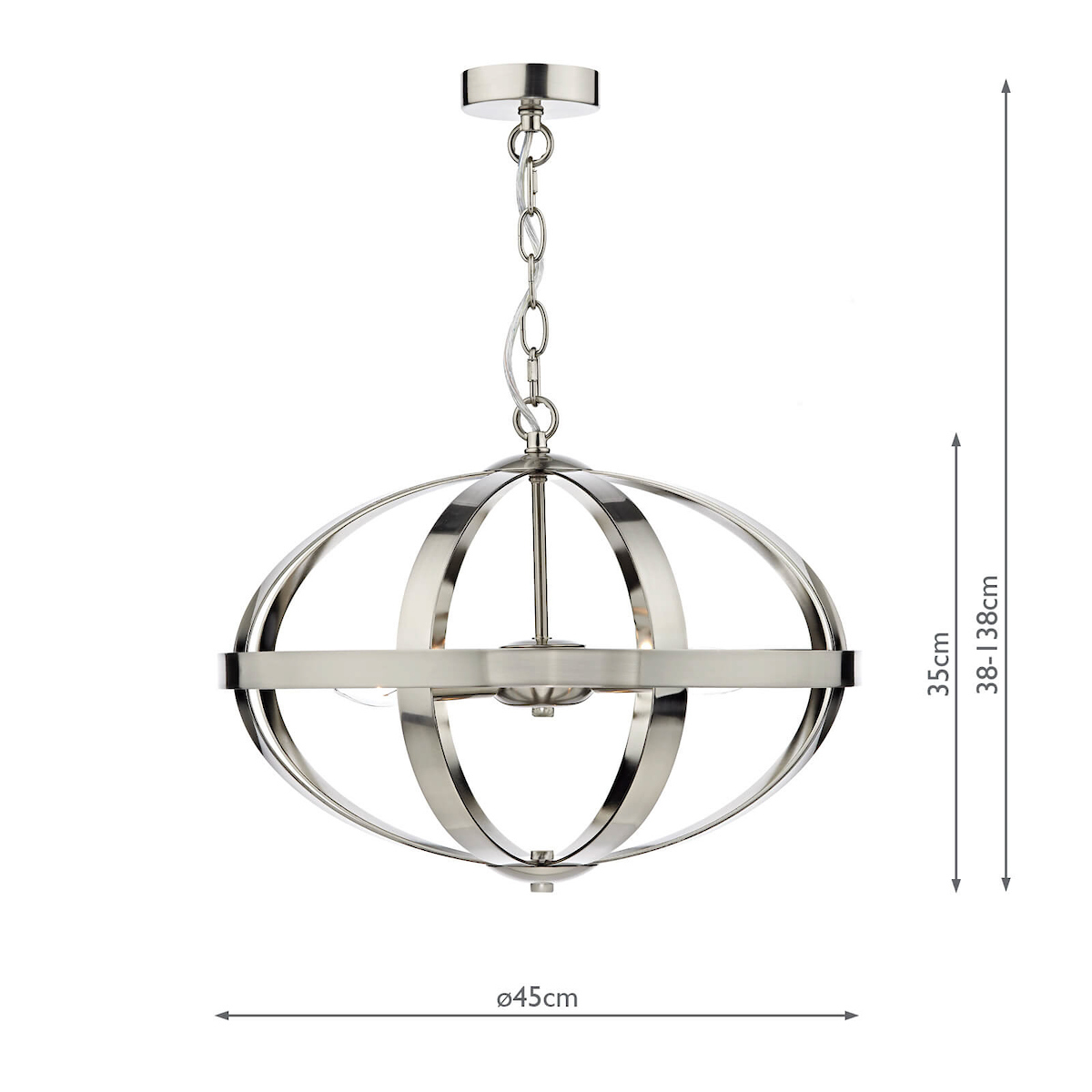 DMYS100346 Myson 3 Light Pendant Satin chrome - Image 2