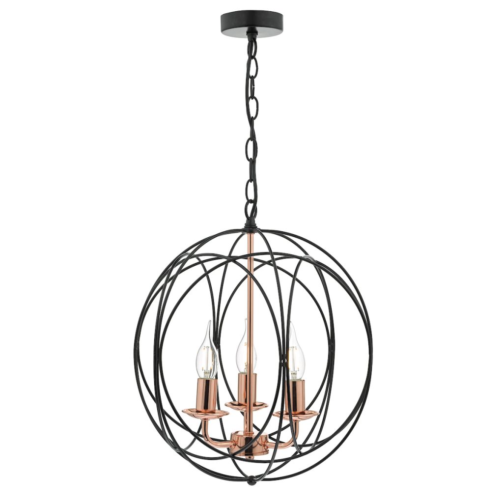 Sophie 3 Light Chandelier Black and Copper