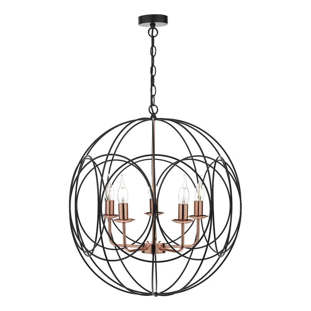 Sophie 5 Light Chandelier Black and Copper
