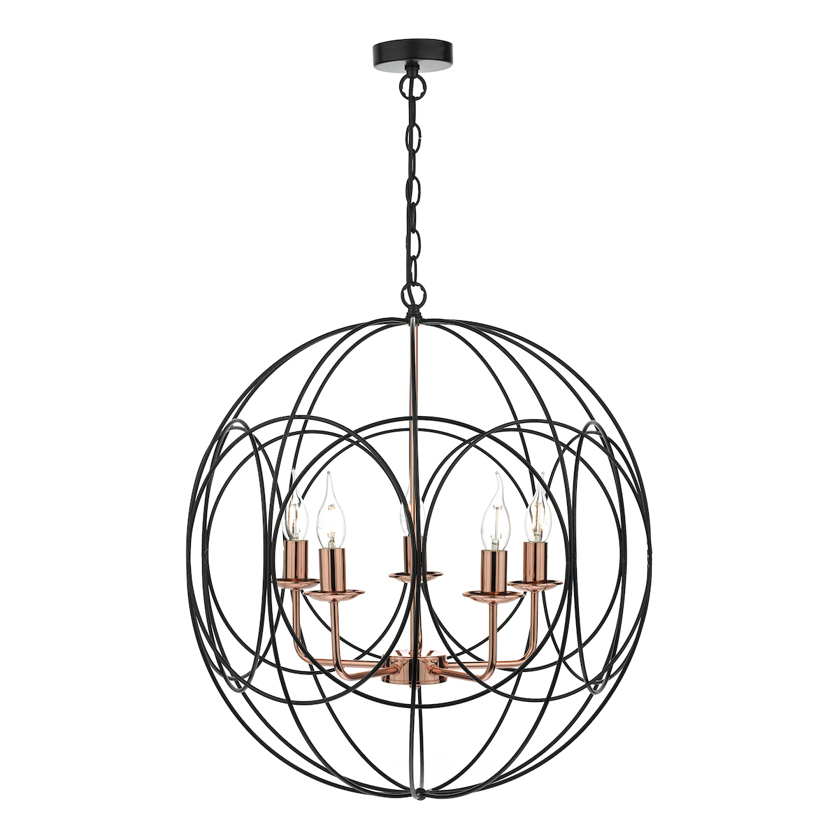 Sophie 5 Light Chandelier Black and Copper