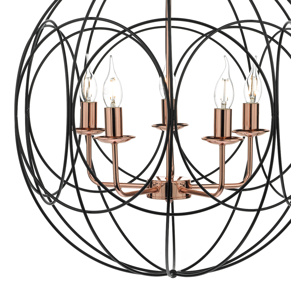 DOHP100522 Sophie 5 Light Chandelier Black and Copper - Image 4