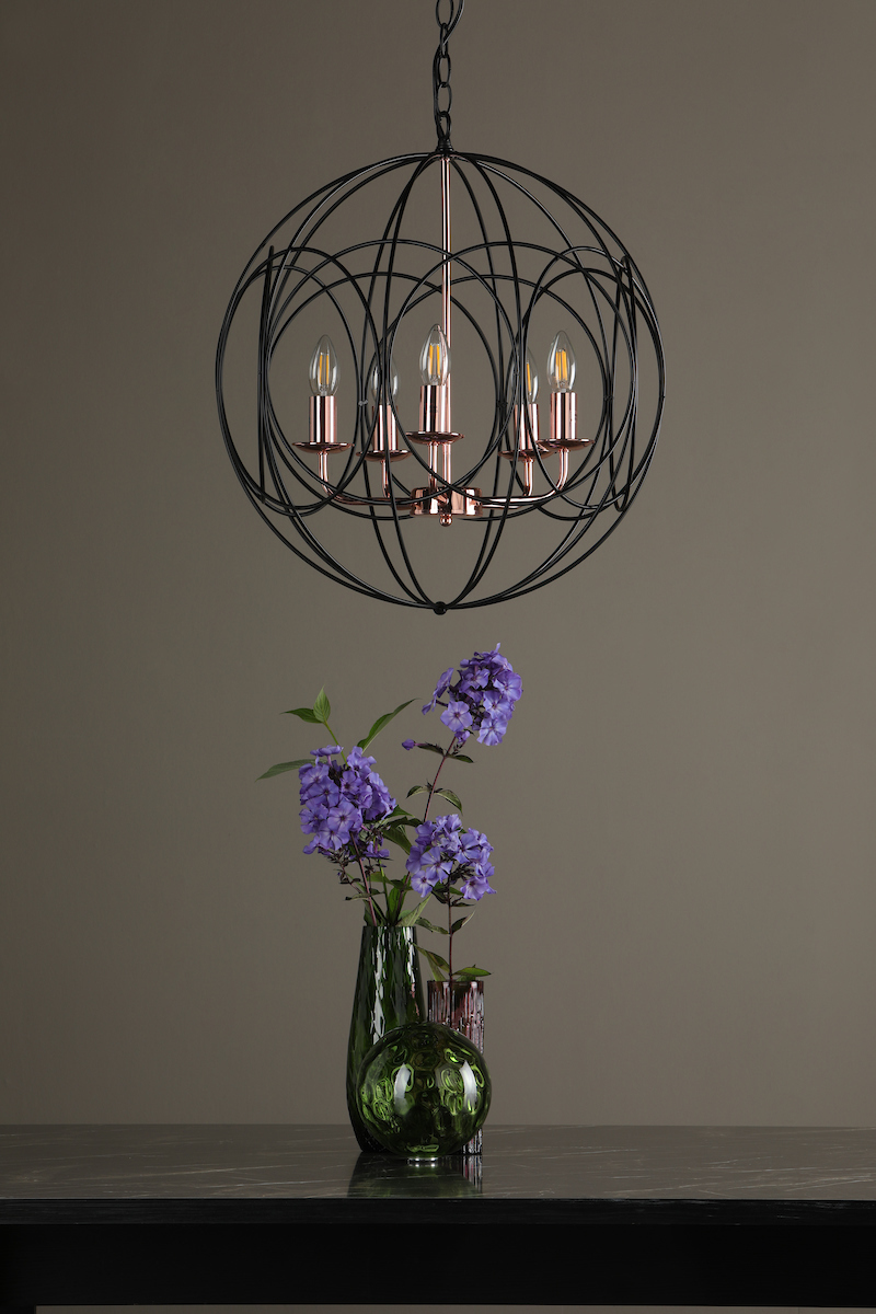 DOHP100522 Sophie 5 Light Chandelier Black and Copper - Image 3