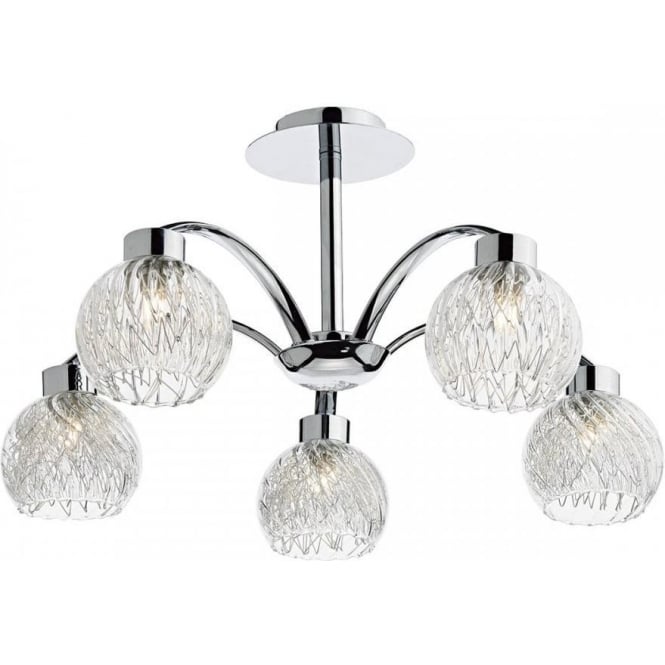Dar YAS0550 Yasmin 5 Light Ceiling Light Polished Chrome