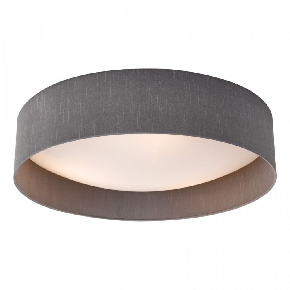 Flush Ceiling Lights | Drum Ceiling Grey Silk