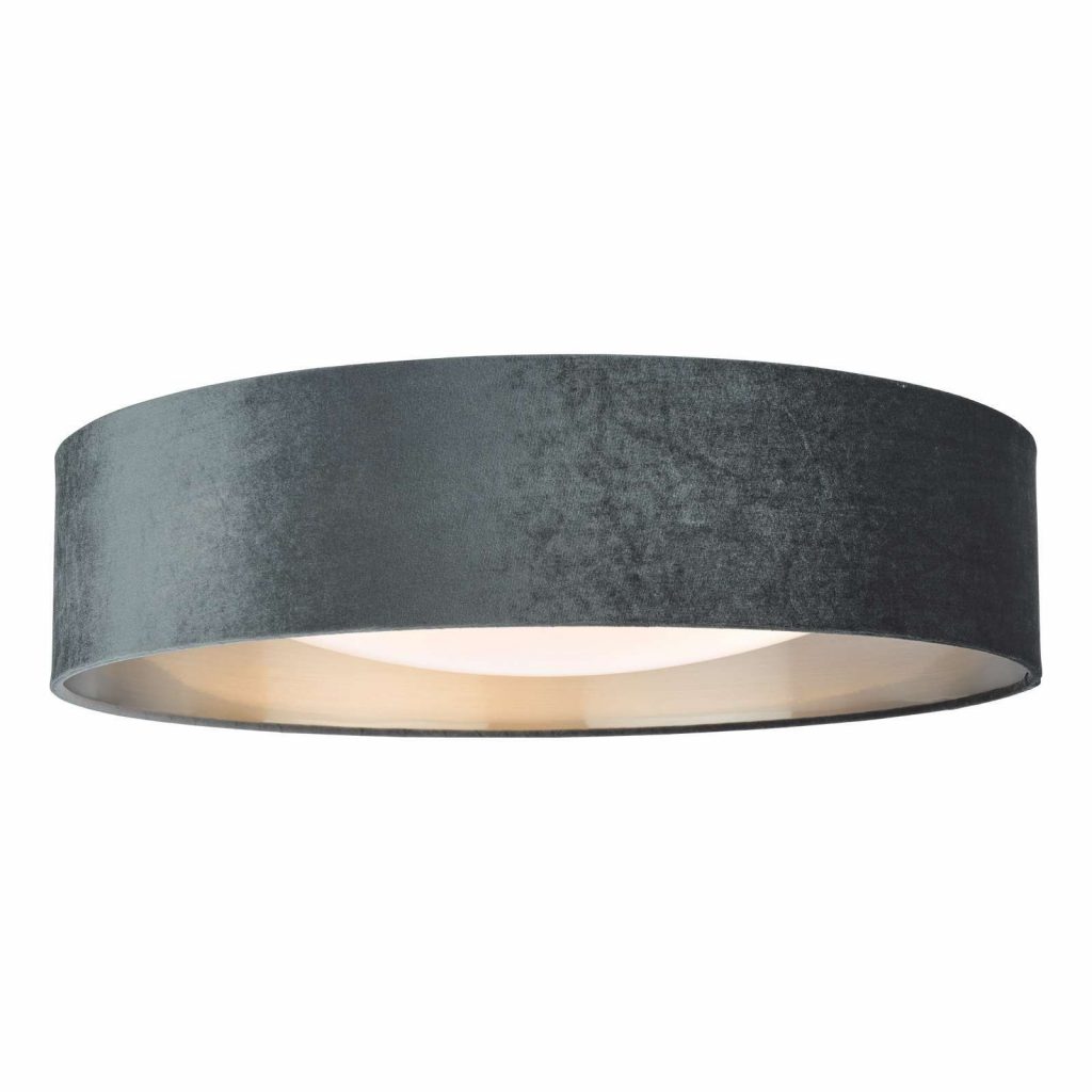 Modern Flush Ceiling Lights | Dark Grey Drum Light