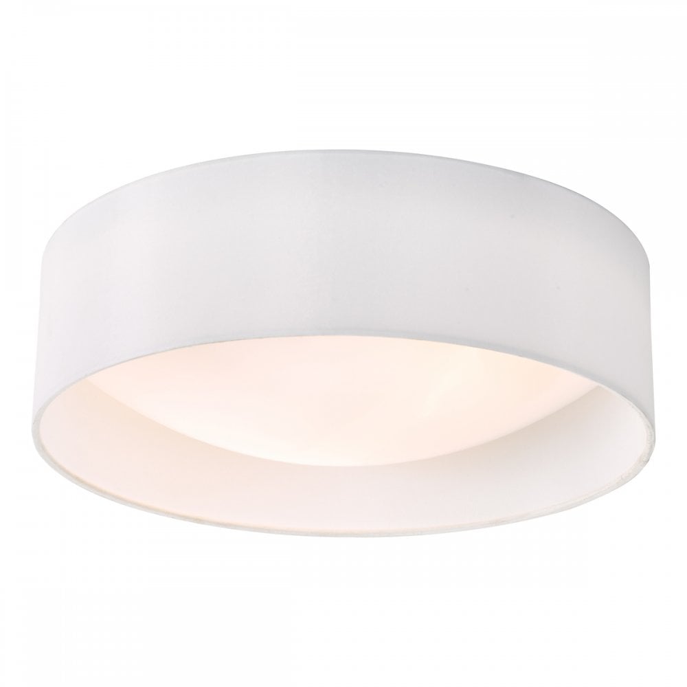 Flush Ceiling Lights | White Silk Drum Light