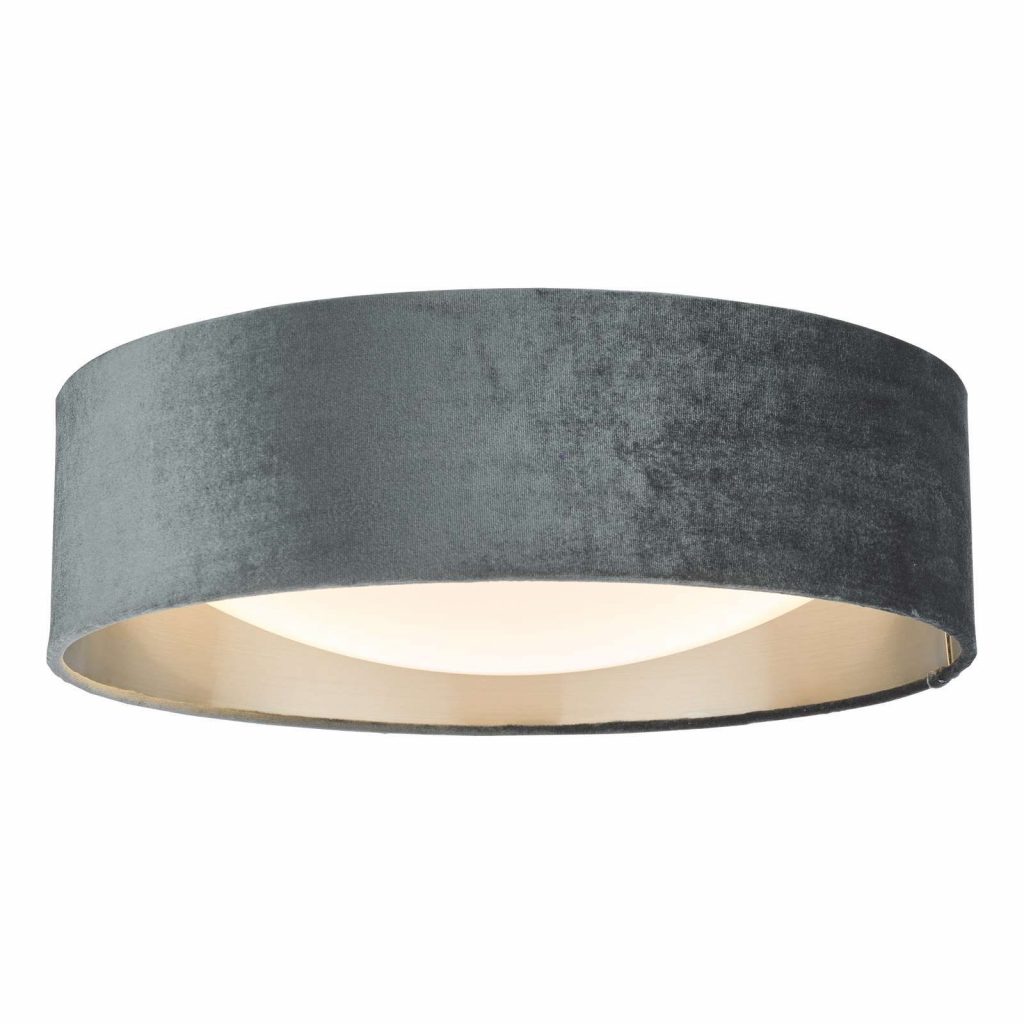 Modern Flush Ceiling Light | Dark Grey Drum Light