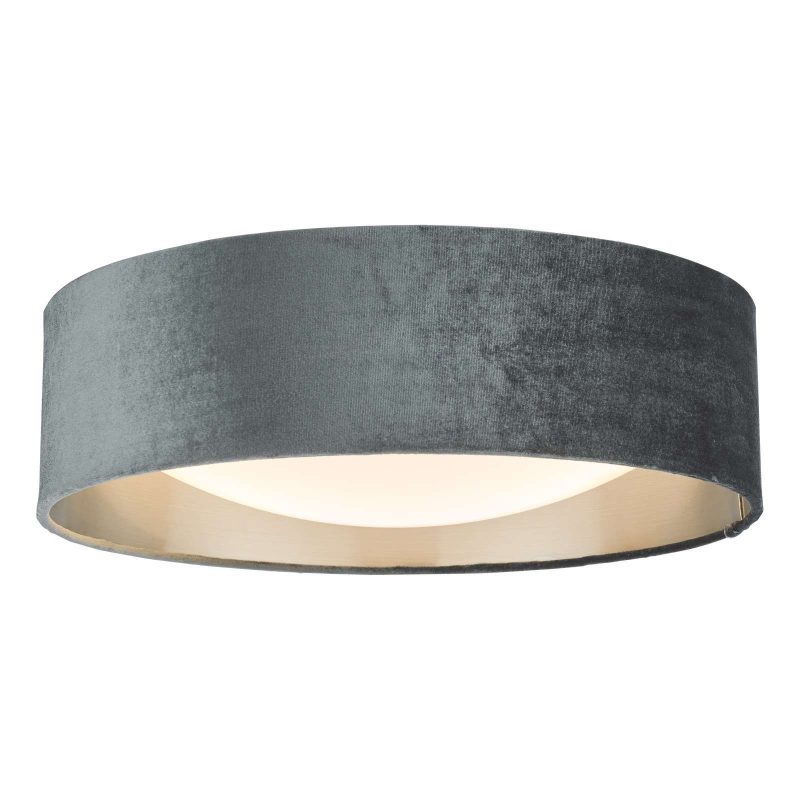 Modern Flush Ceiling Light | Dark Grey Drum Light
