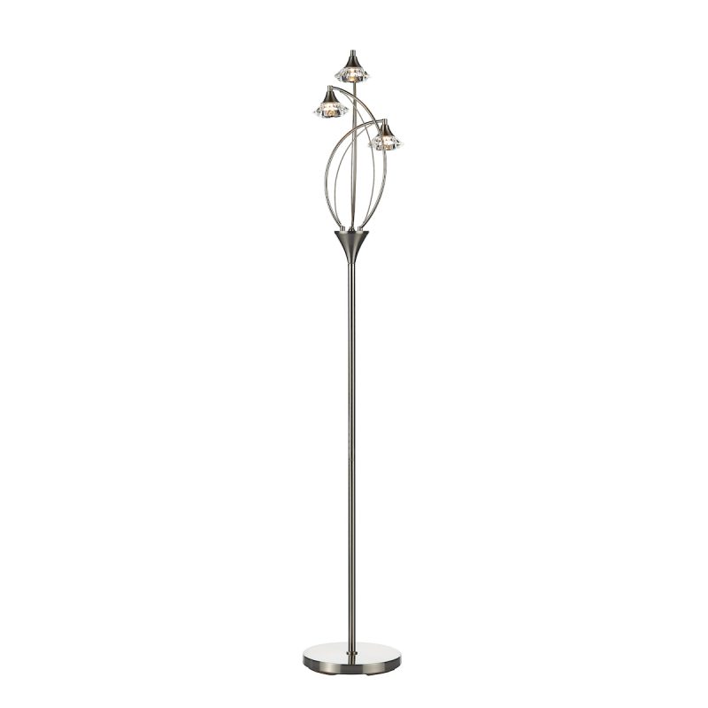 Dar LUT4946 Luther 3 Light Satin Chrome Floor Lamp
