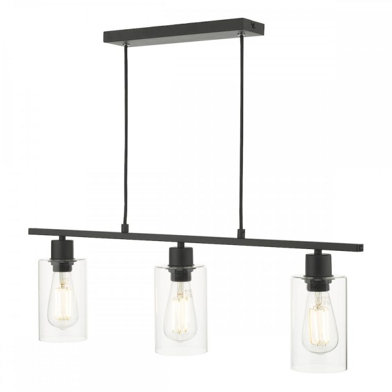 Kitchen Island Pendant Light | Matt Black 3lt Bar