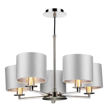 5 Light Pendant Satin Nickel With Bespoke Shades