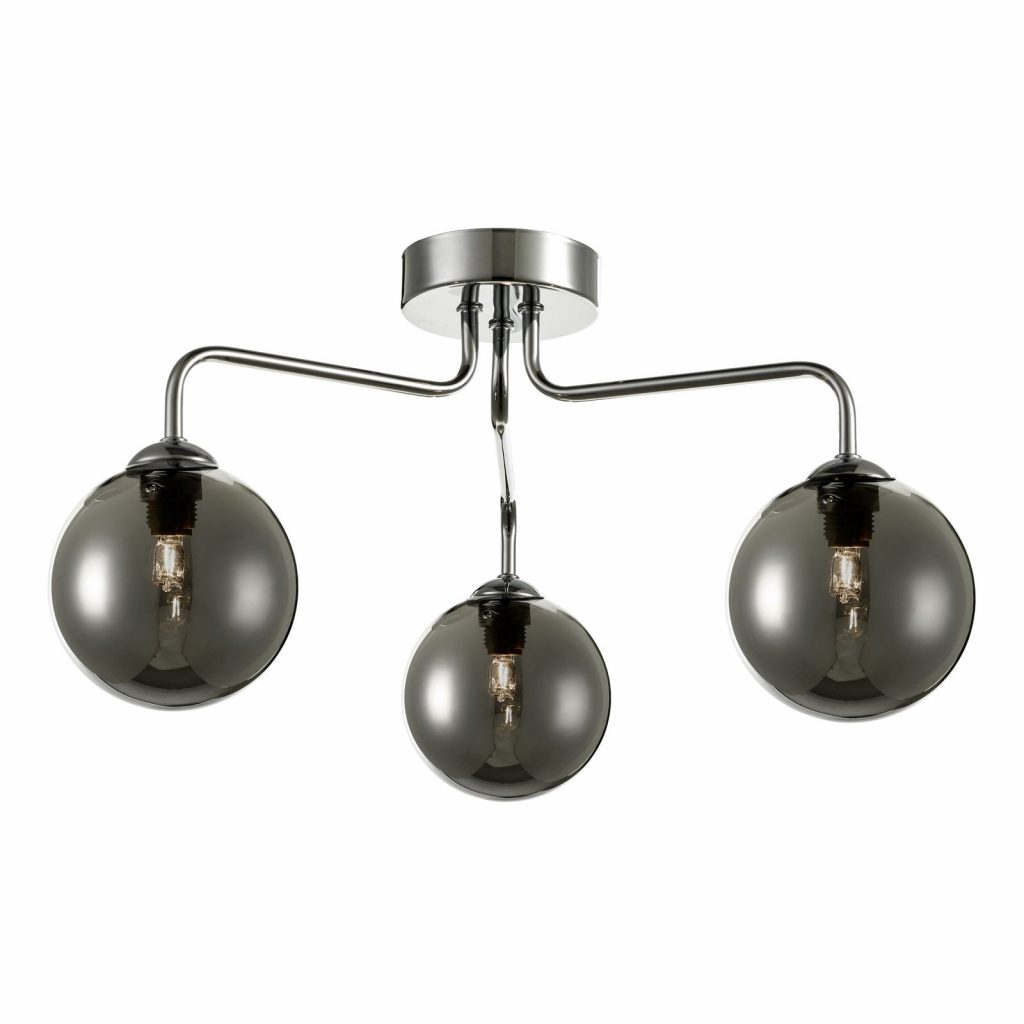 Yeffy 3 Light Ceiling Light Chrome With Smoked Glass