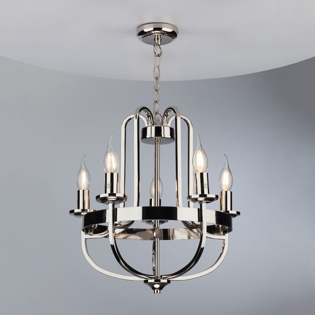 Oyet 5 light Pendant Polished Nickel