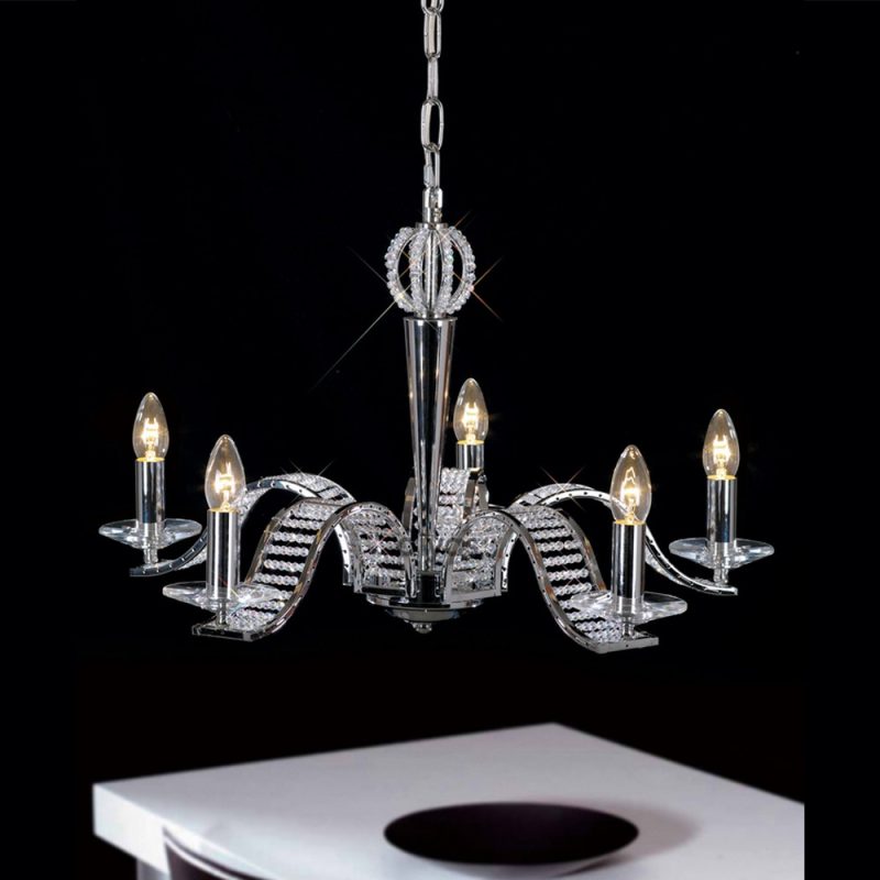 Diyas IL30345 Niobe 5 Light Polished Chrome Crystal Chandelier