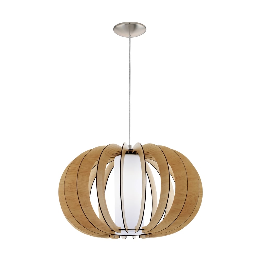 50cm Light Wood Pendant Satin Nickel