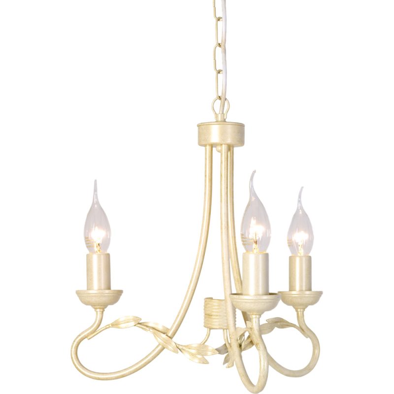 Elstead OV3 Olivia 3 Light Chandelier Ivory Gold