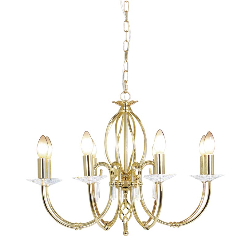 Elstead AG8-PB Agean Polished Brass 8 Light Chandelier