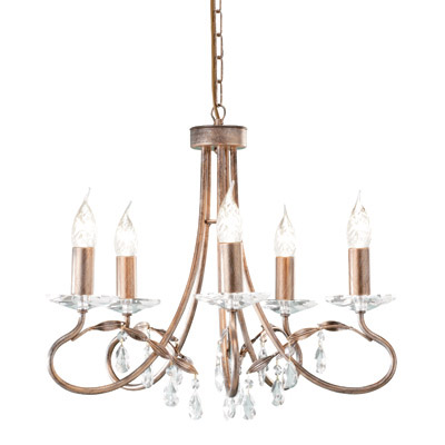 Elstead CRT5 Christina 5 Light Chandelier Silver-Gold Patina