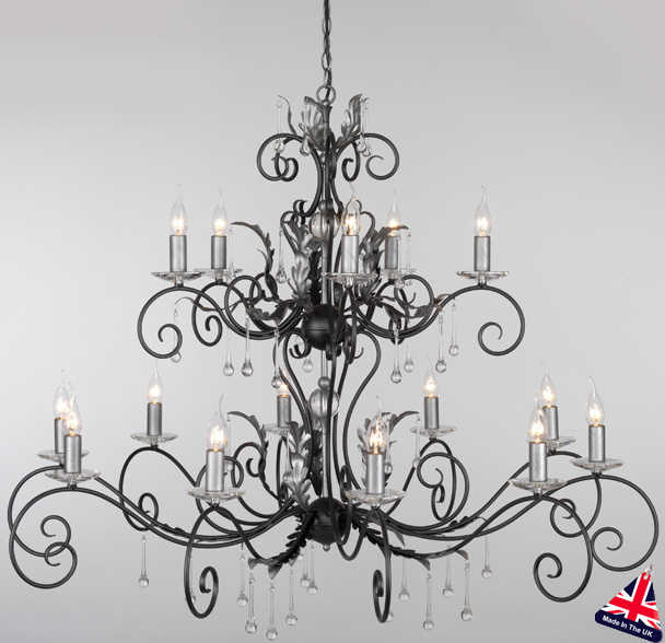 Elstead AML15-BLK-SILVER Amarilli 15 Light Chandelier Black-Silver Patina