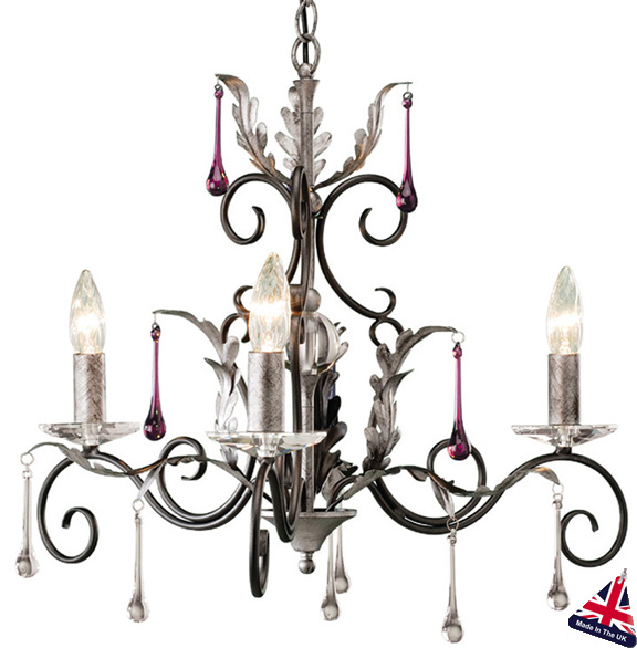 Elstead AML3-BLK-SILVER Amarilli 3 Light Chandelier Black-Silver Patina