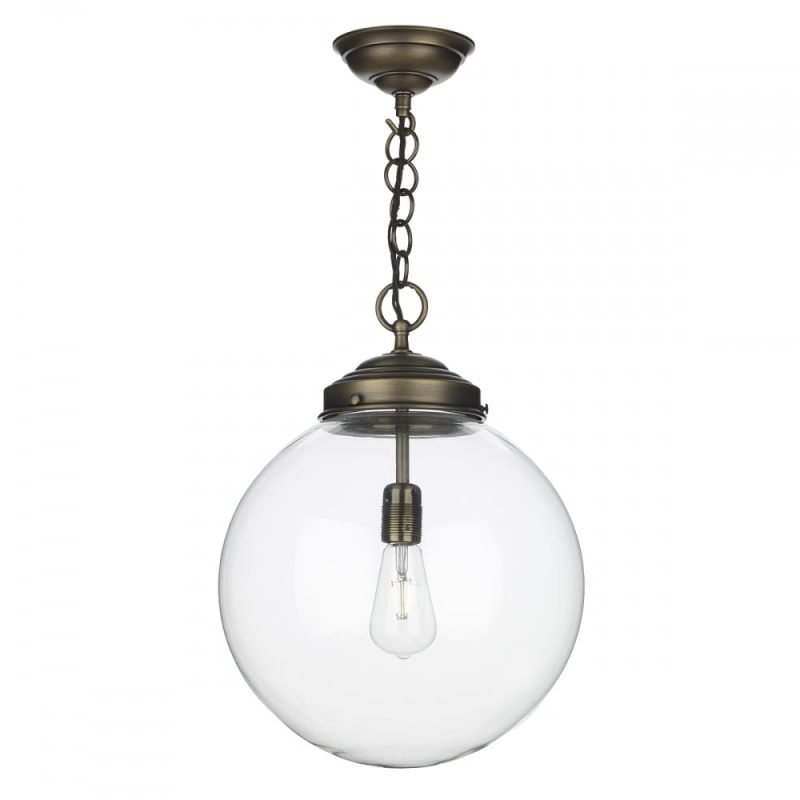 Fairfax Pendant Antique Brass Clear glass