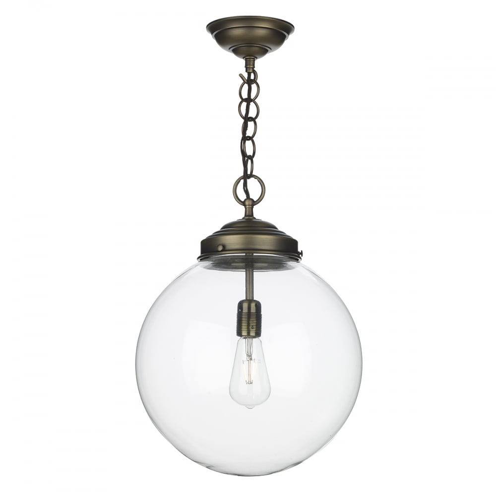 Fairfax Pendant Antique Brass Clear glass