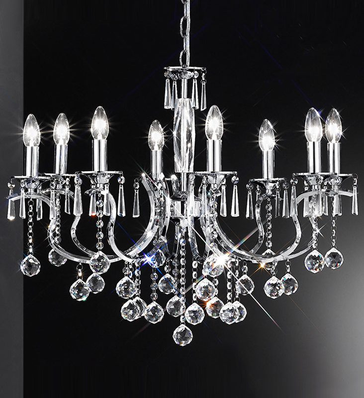 Franklite FL2155/8 Taffeta 8 light crystal chandelier chrome finish