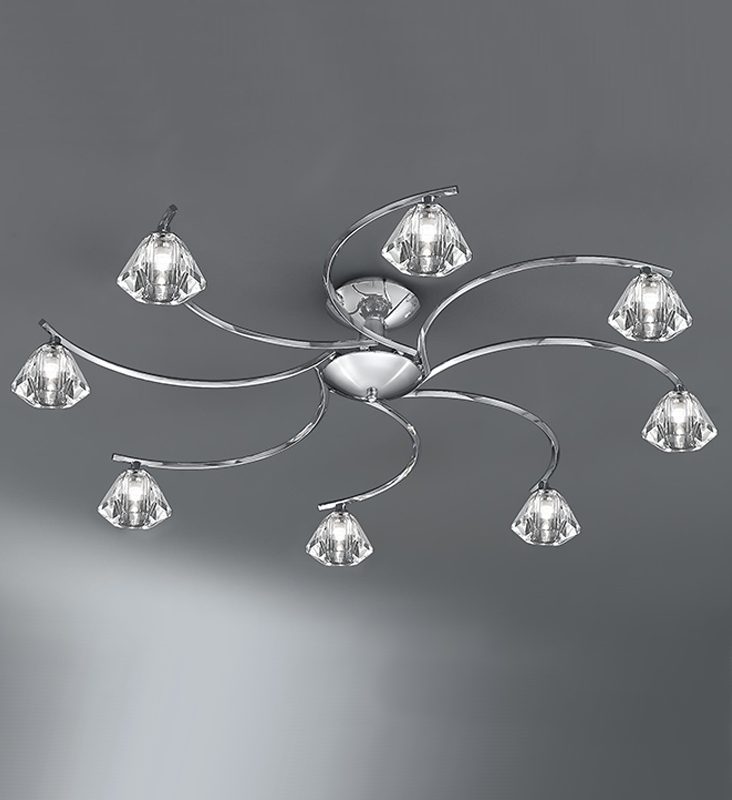 Franklite FL2162/8 Twista 8 light Chrome Ceiling Light